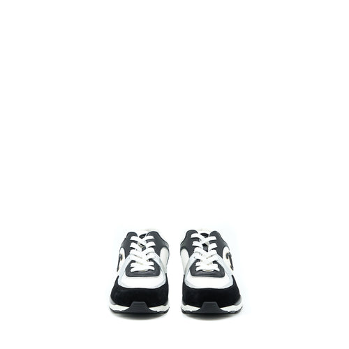 CHANEL TRAINERS SUEDE BLACK/WHITE/SILVER