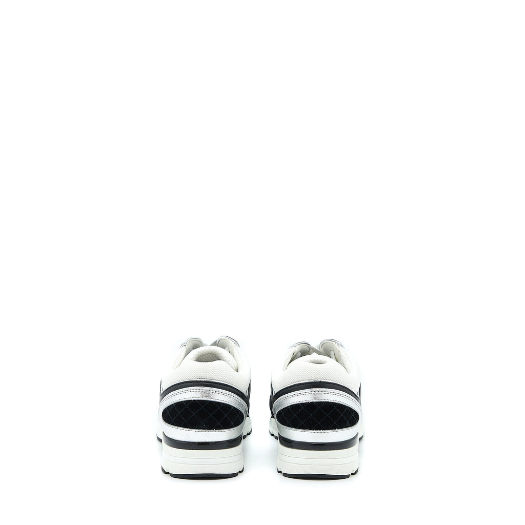 CHANEL TRAINERS SUEDE BLACK/WHITE/SILVER