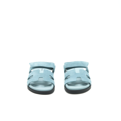 HERMES CHYPRE SANDALS SUEDE BLUE