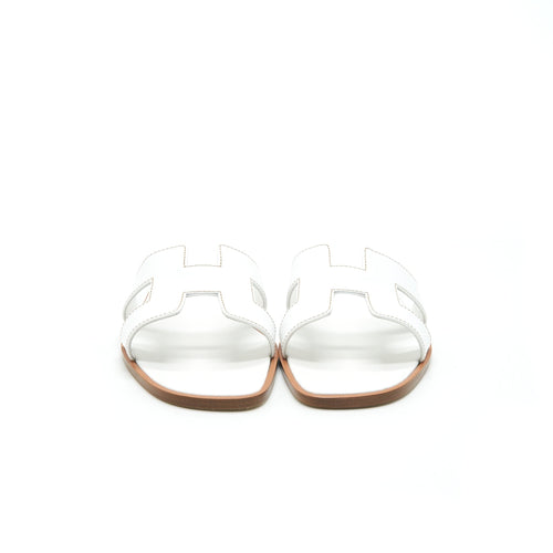 HERMES ORAN SANDAL BLANC BOX LEATHER
