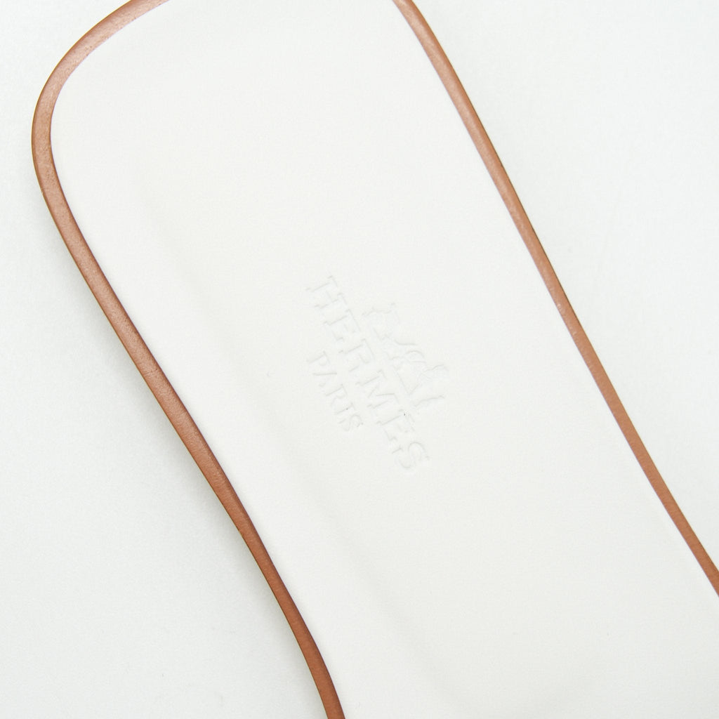 HERMES ORAN SANDAL BLANC BOX LEATHER