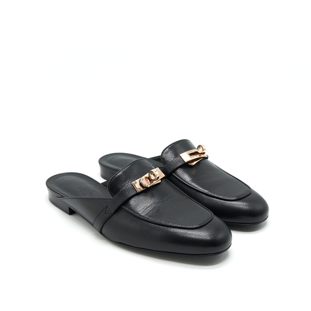 HERMES OZ MULE BLACK WITH RGHW