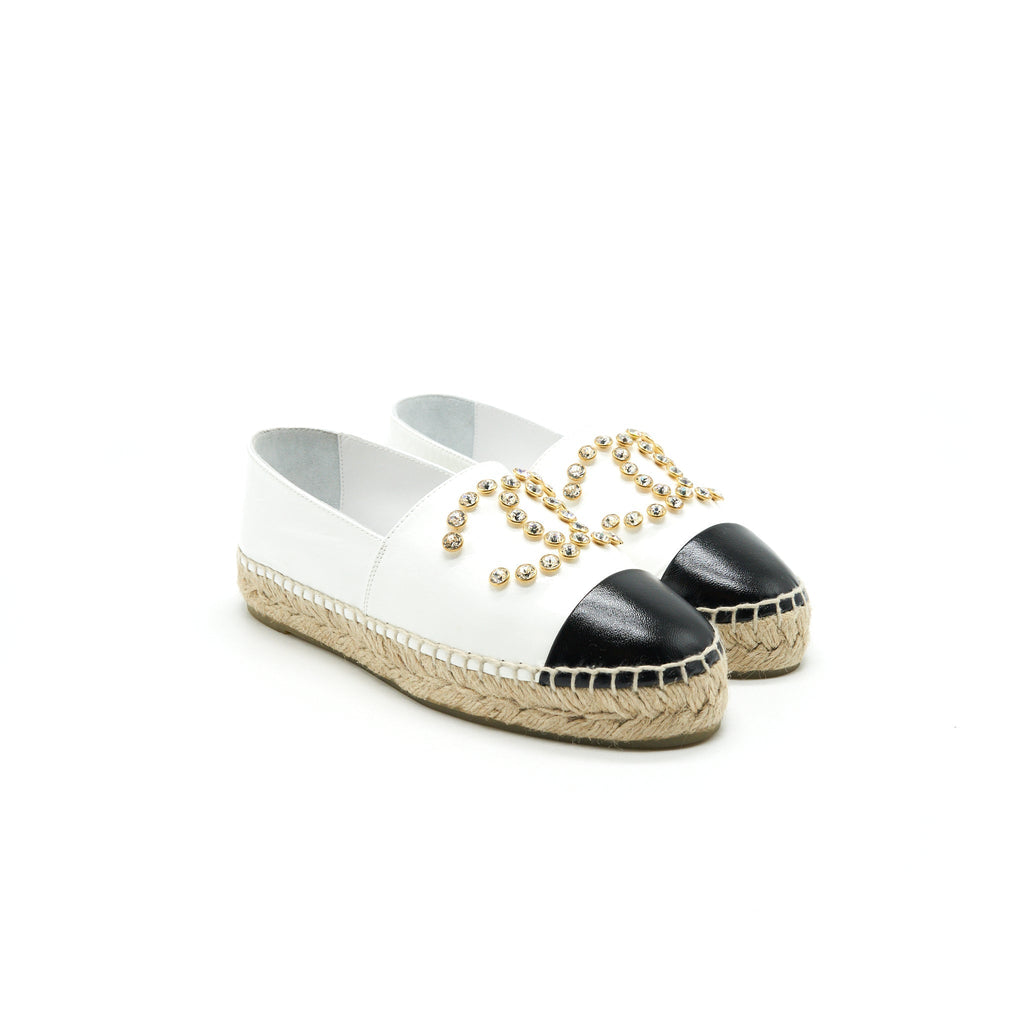 CHANEL WHITE & BLACK ESPADRILLES