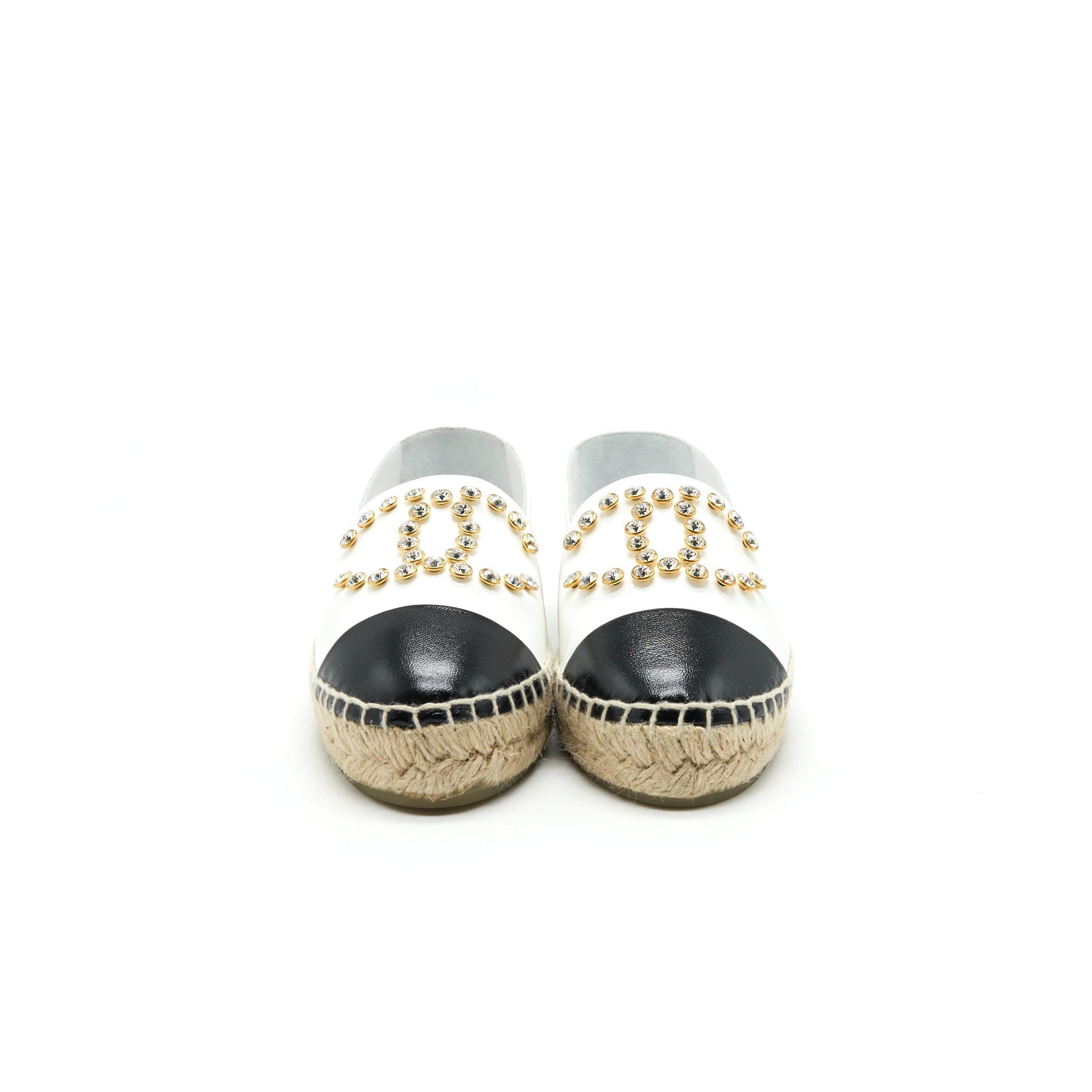 CHANEL WHITE & BLACK ESPADRILLES