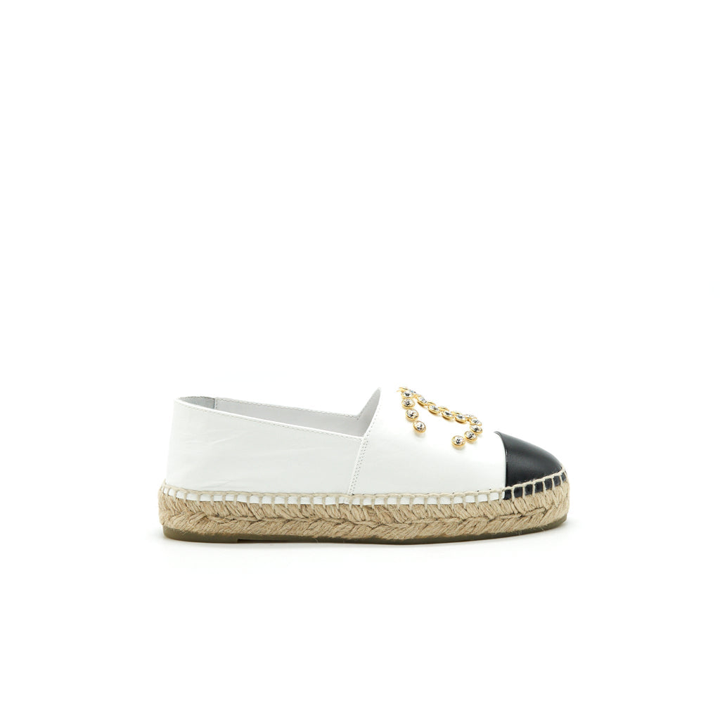 CHANEL WHITE & BLACK ESPADRILLES
