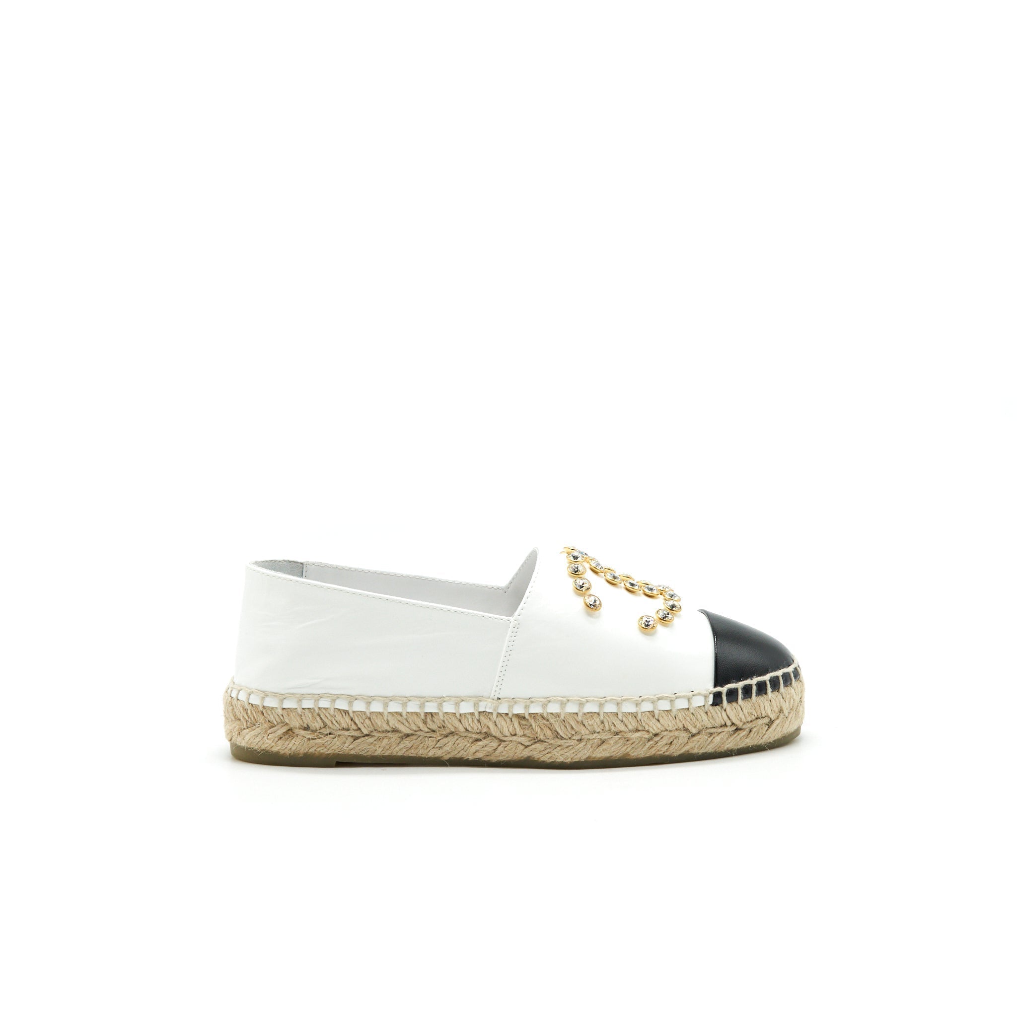 CHANEL WHITE & BLACK ESPADRILLES