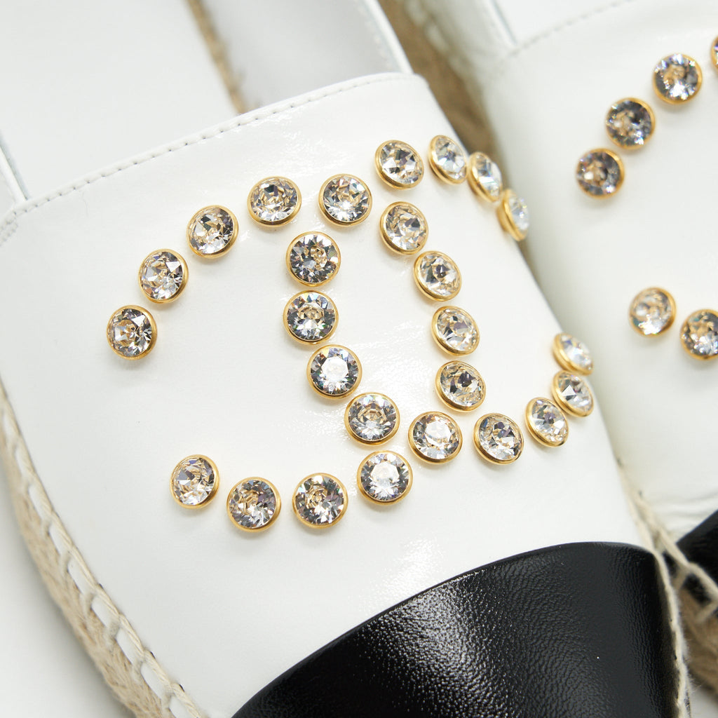 CHANEL WHITE & BLACK ESPADRILLES