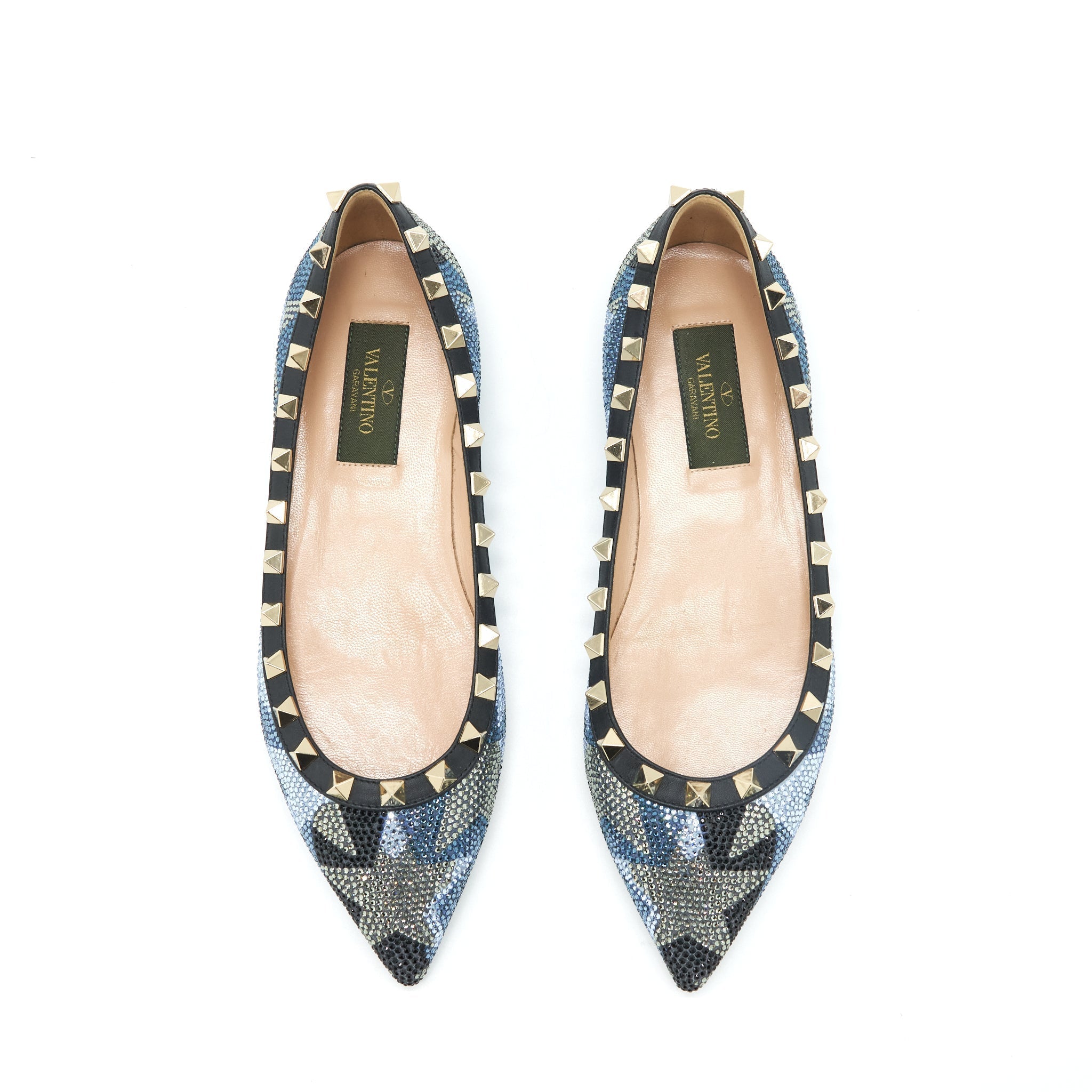 VALENTINO CRYSTAL ROCKSTUD FLAT MULTICOLOURE