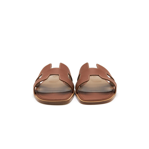 HERMES ORAN SANDAL GOLD VEAU BOX LEATHER