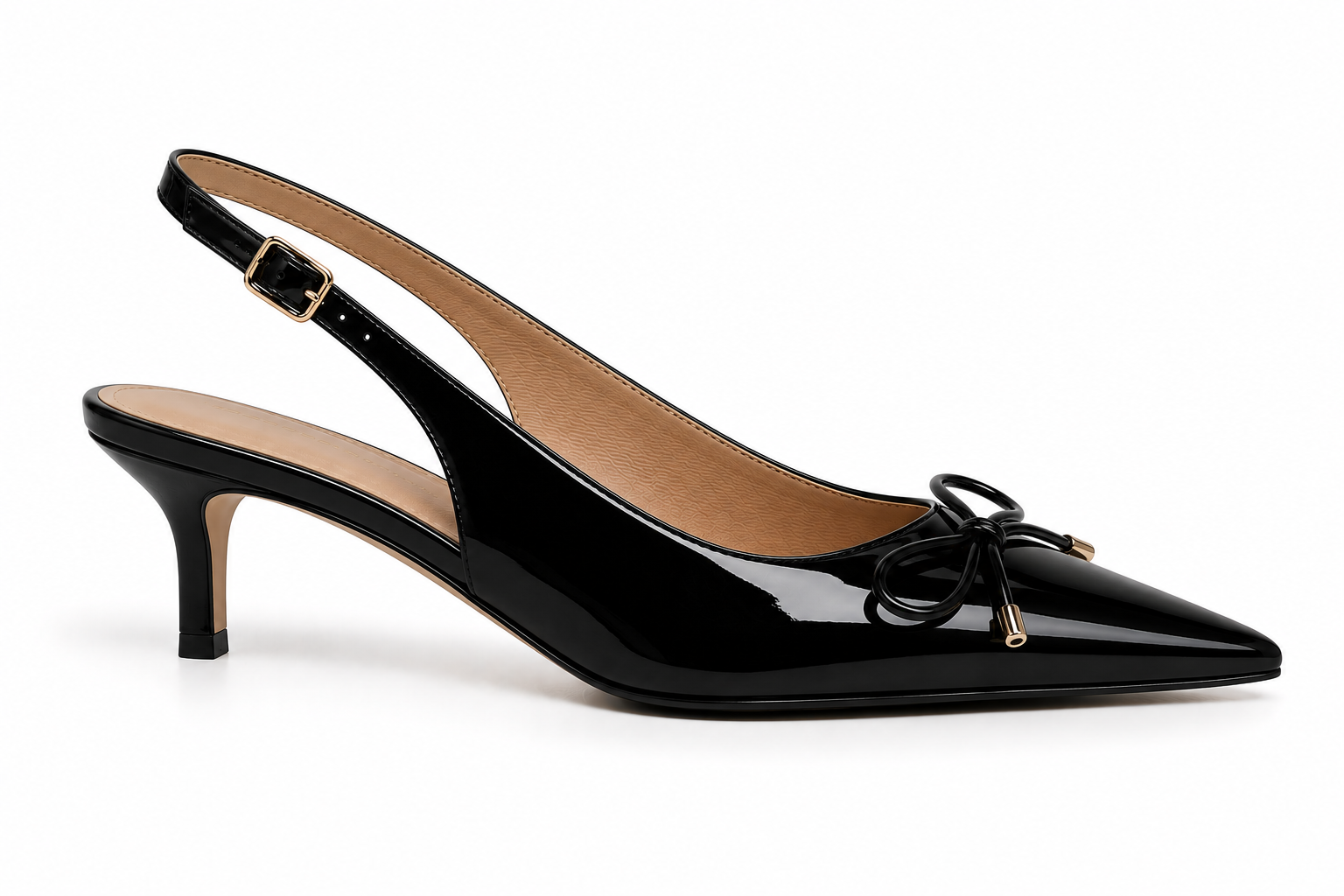 CASSIELA BLACK BOW ERIC KITTEN HEEL