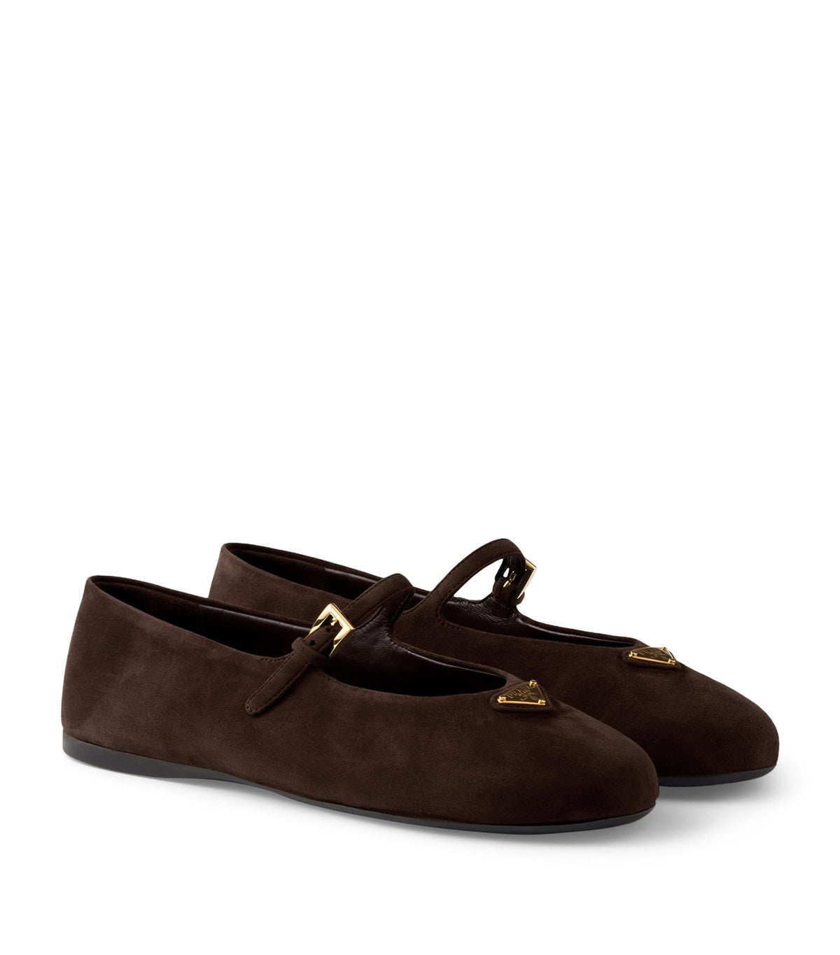 Prada Suede Logo Ballet Flats