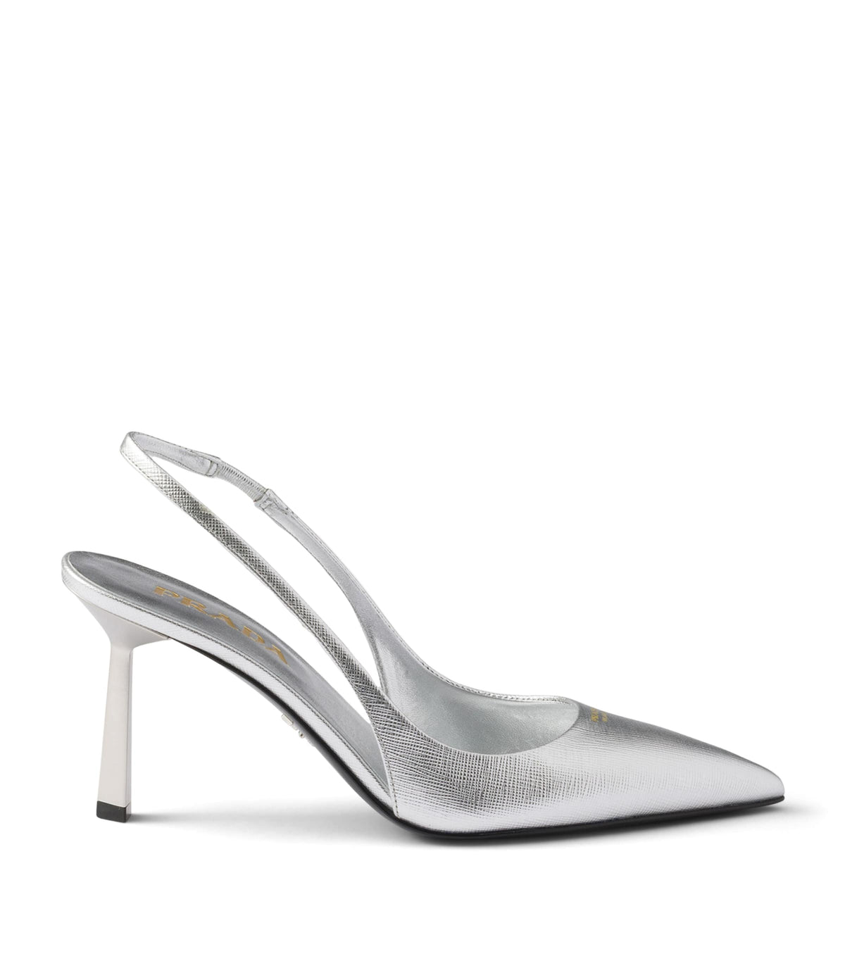 Prada Metallic Saffiano Leather Slingback Pumps 75