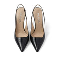 Prada Spazzolato Padded Triangle Logo Slingback Flats - Black