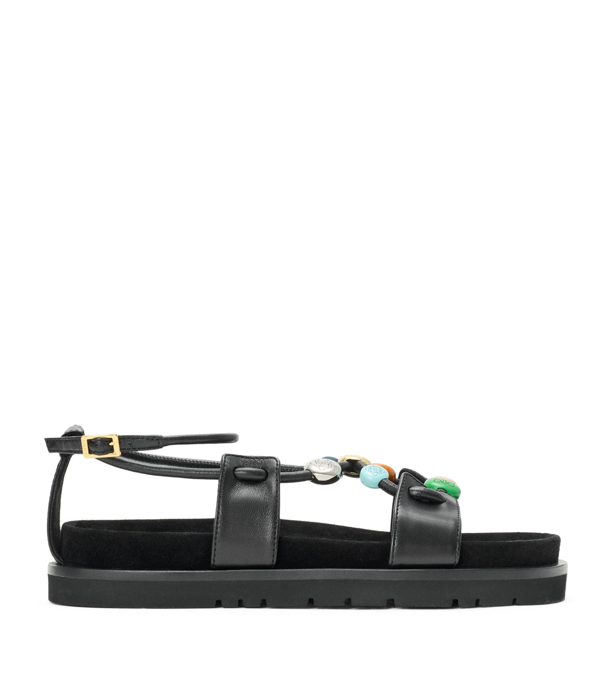LOEWE x Paula's Ibiza Leather Beaded Pebble Sandals