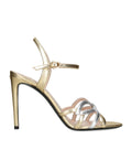 Valentino Garavani Metallic Leather Bow Heeled Sandals 100