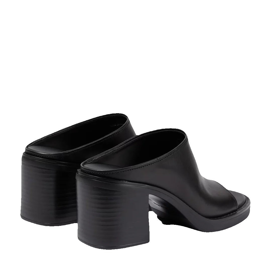 Miu Miu Logo-Embossed Leather Mules - Black