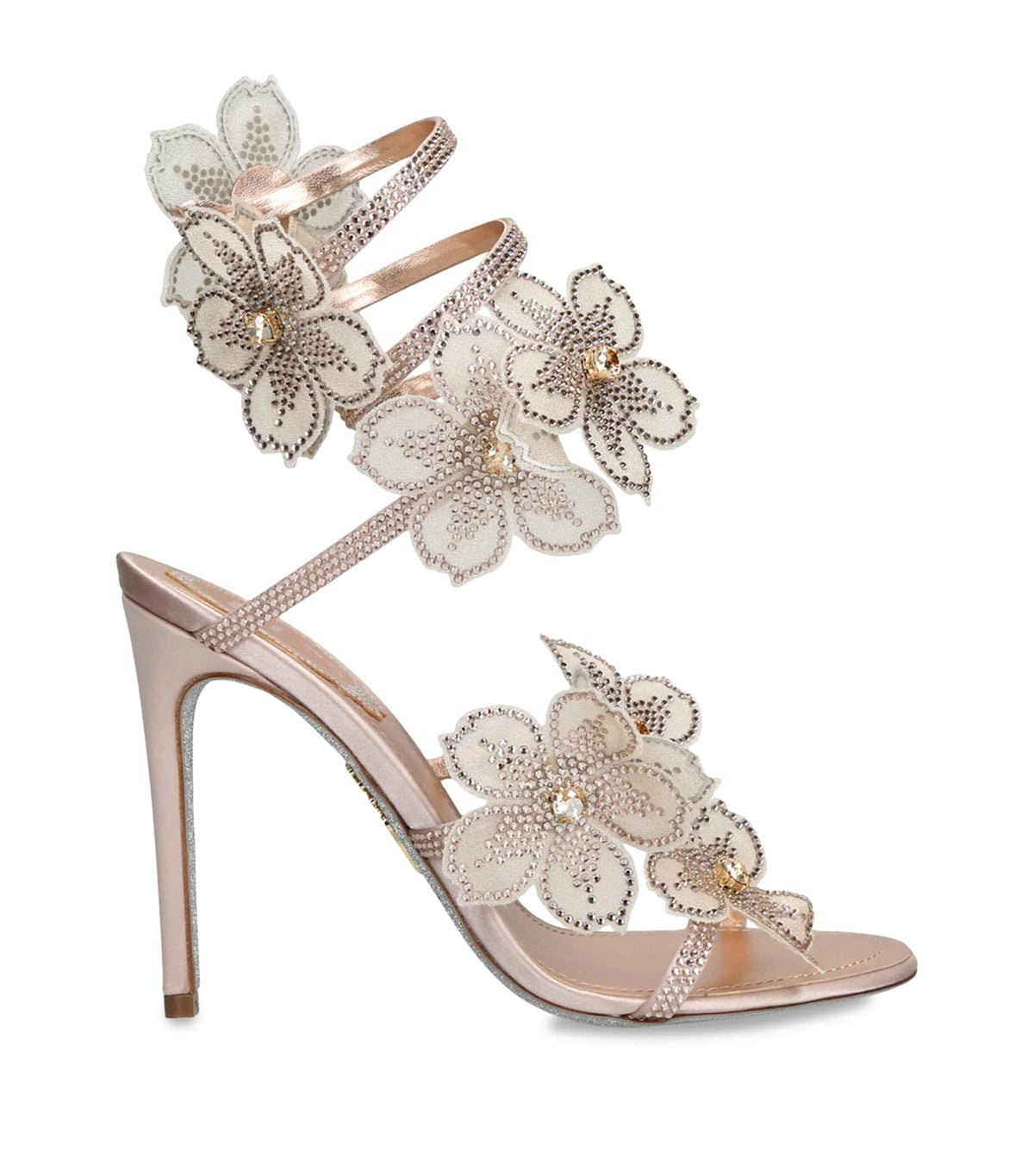 René Caovilla Satin Floral Cleo Sandals 105