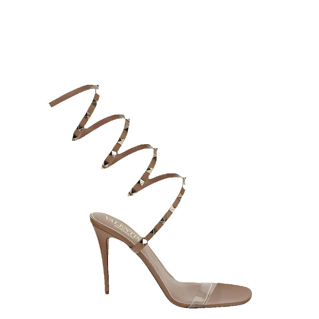 Valentino Garavani Studdy Kidskin Sandal 100mm - Nude/Beige