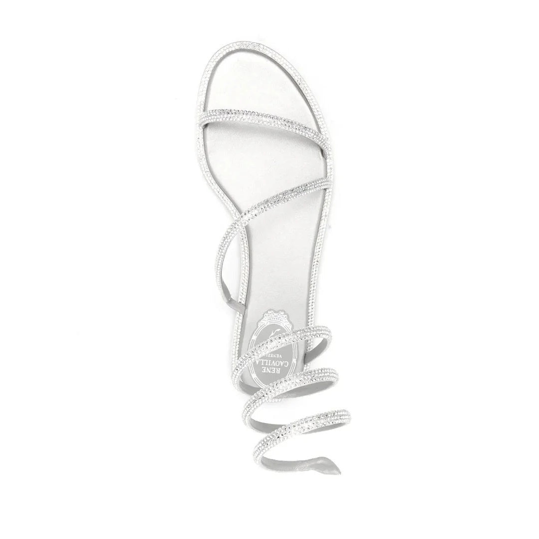 René Caovilla Eden Crystal-Embellished Flat Espadrille - White (different model, top view)