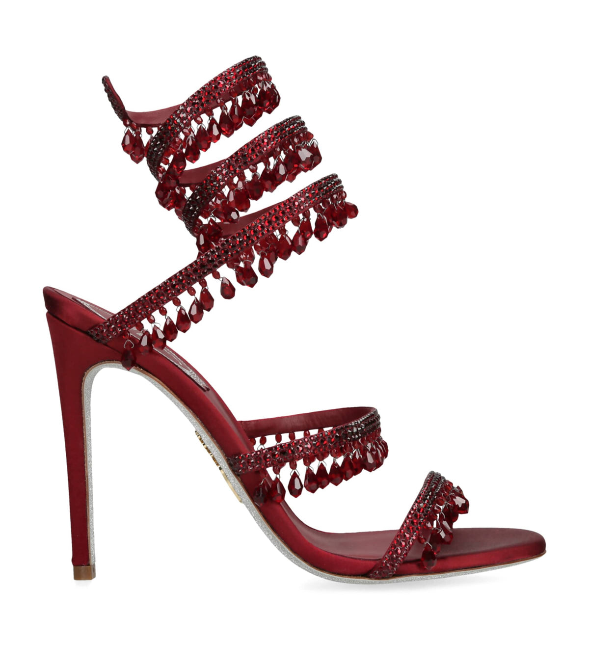 René Caovilla Satin Chandelier Heeled Sandals 105