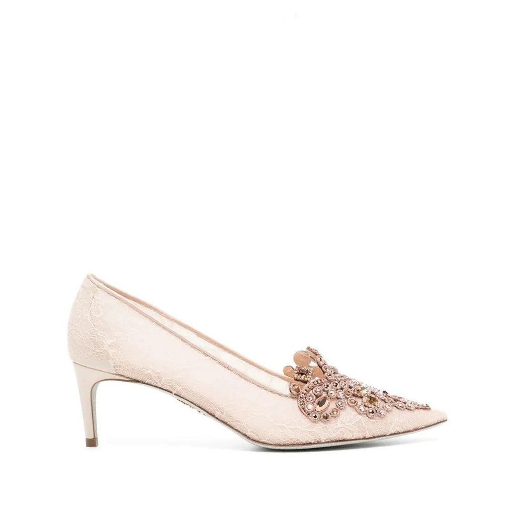 René Caovilla Veneziana 50mm Crystal Slingback Pump - Pink/Nude