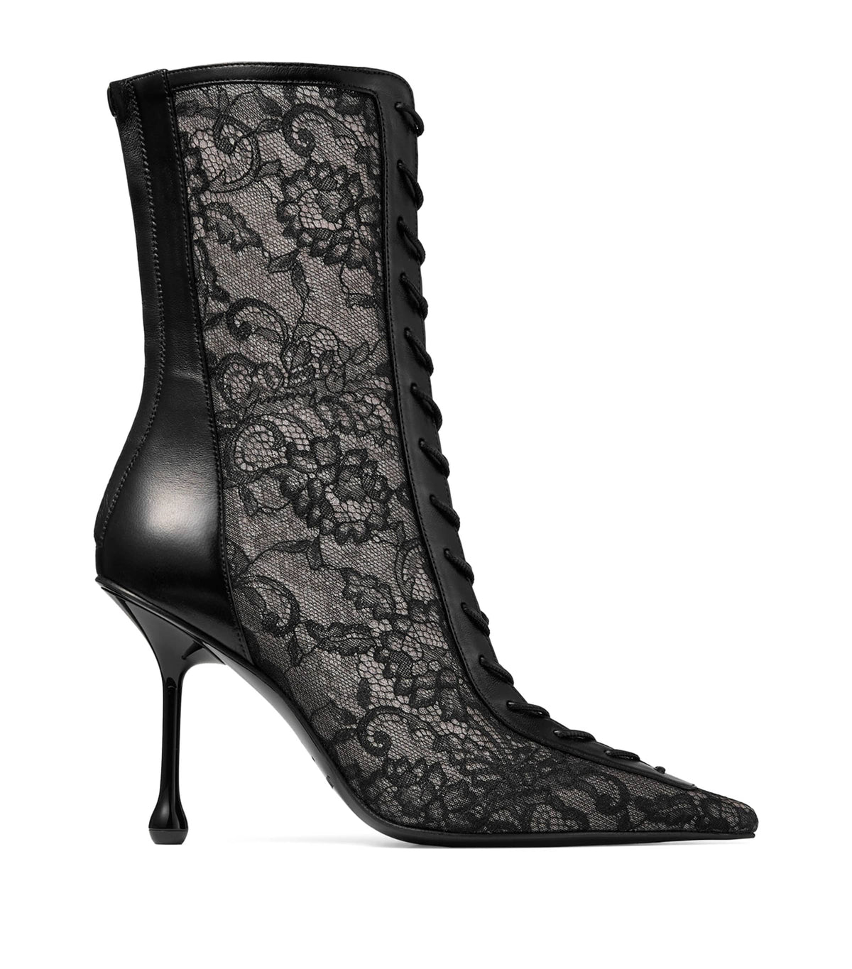 Jimmy Choo Scarlett 95 Leather-Lace Heeled Boots