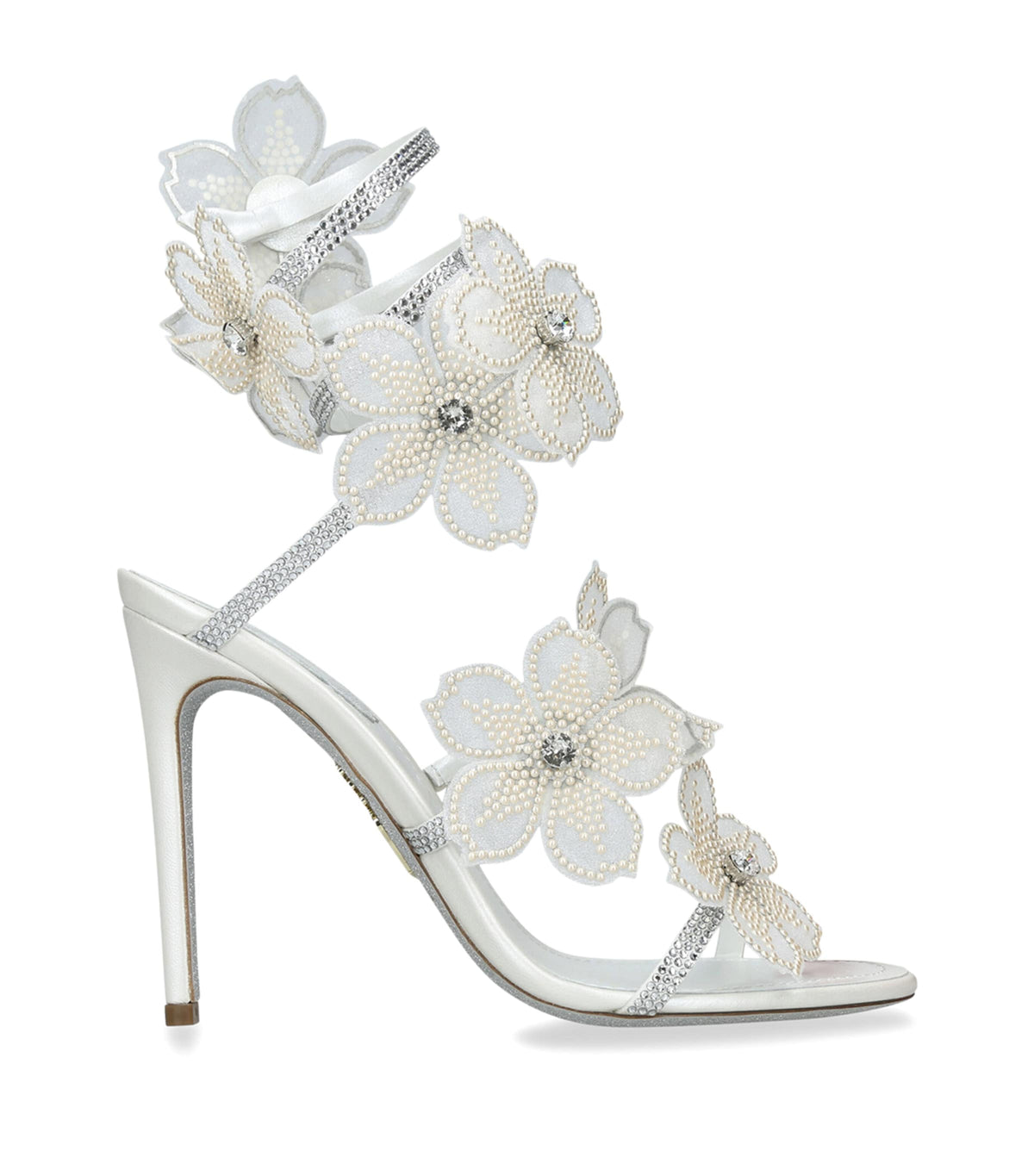 René Caovilla Leather Flower Cleo Sandals 105