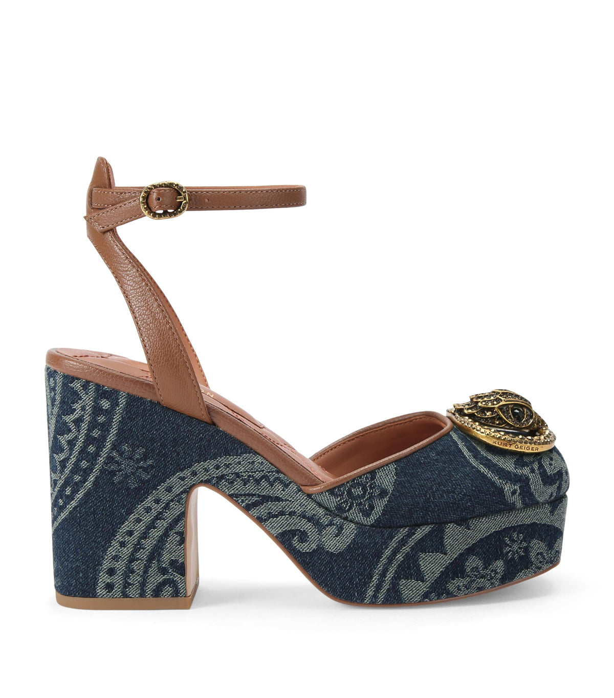 Kurt Geiger London Denim Embellished Chelsea Platform Heels
