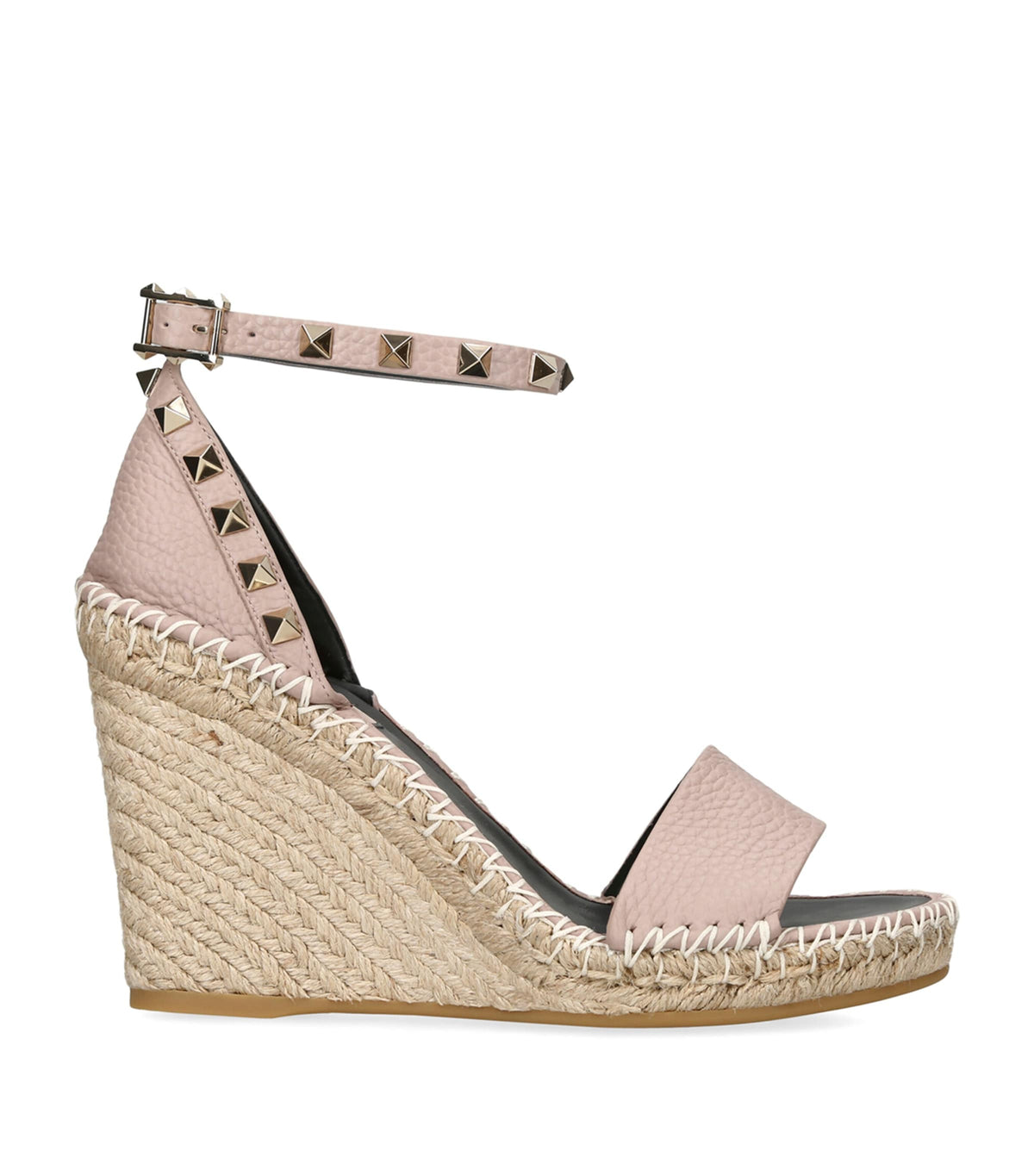 Valentino Garavani Leather Rockstud Espadrille Wedges 105