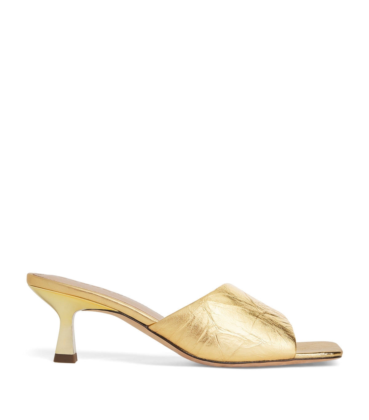 Sandro Paris Metallic Leather Heeled Mules 55
