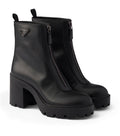 Prada Leather Zipped Heeled Ankle Boots 85
