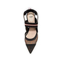 Fendi 85mm Colibrì Embellished Mesh Slingback Pumps Metallic - Black/Brown