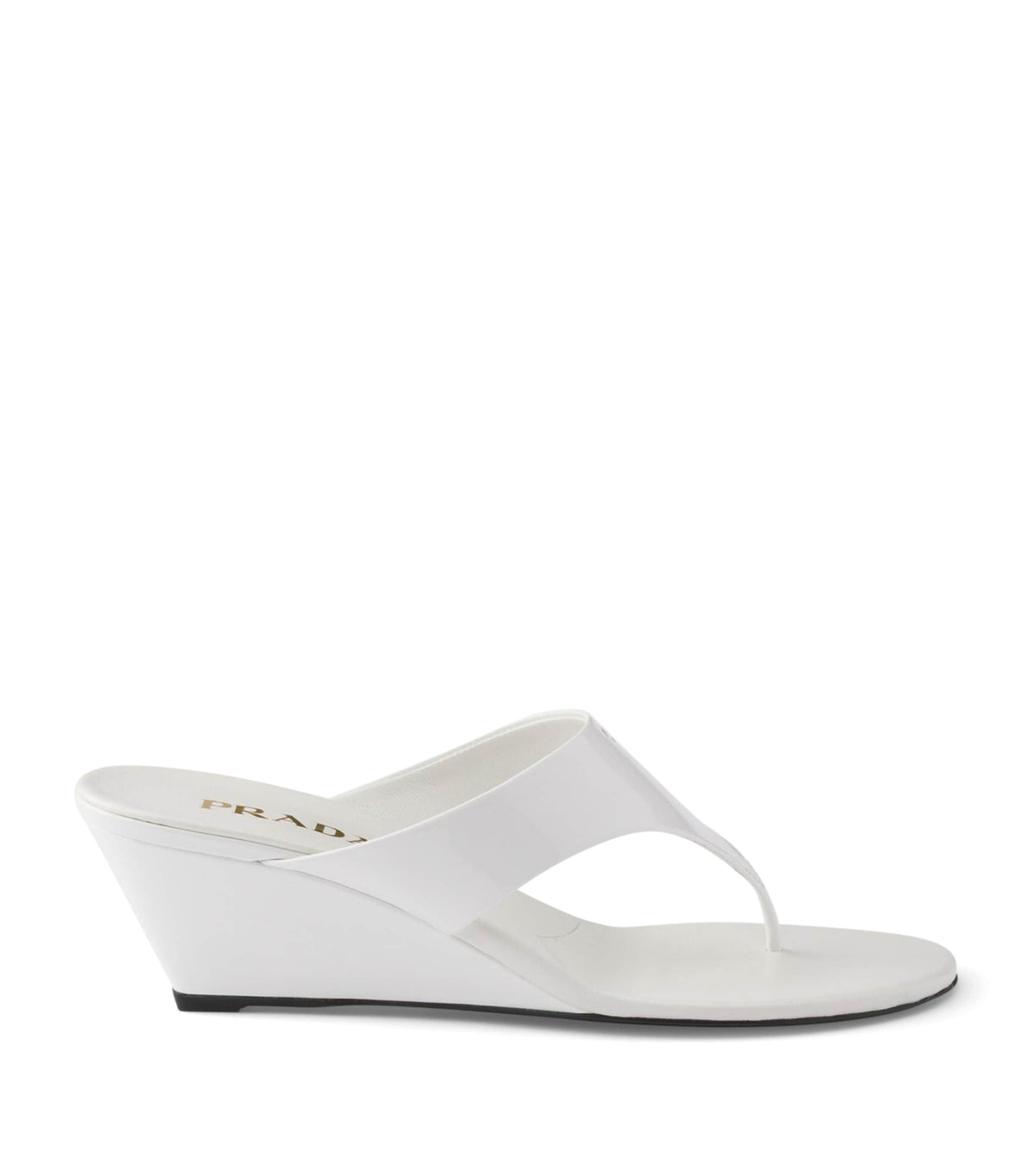 Prada Patent Leather Wedge Thong Sandals 55