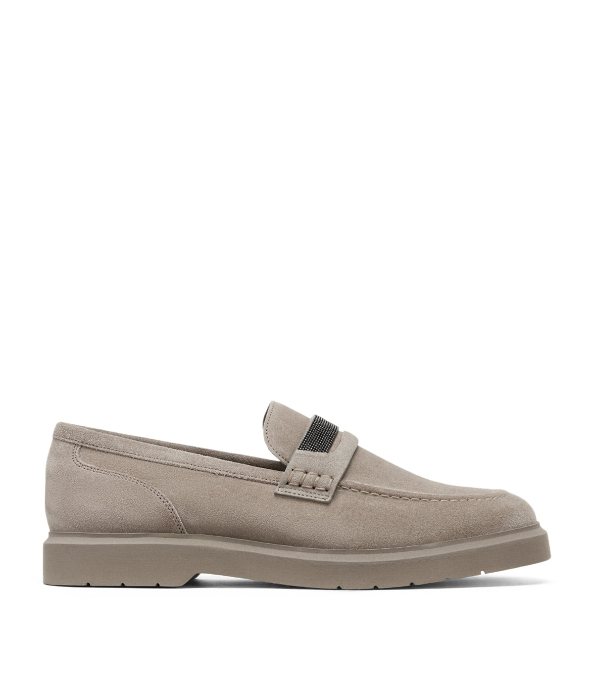 Brunello Cucinelli Suede Monili Penny Loafers