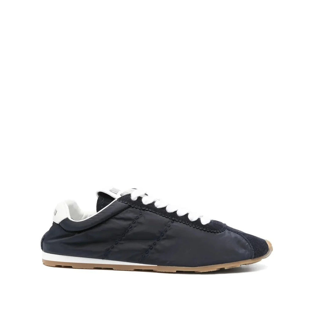 Miu Miu Plume Mesh Fabric Sneakers - White/Navy