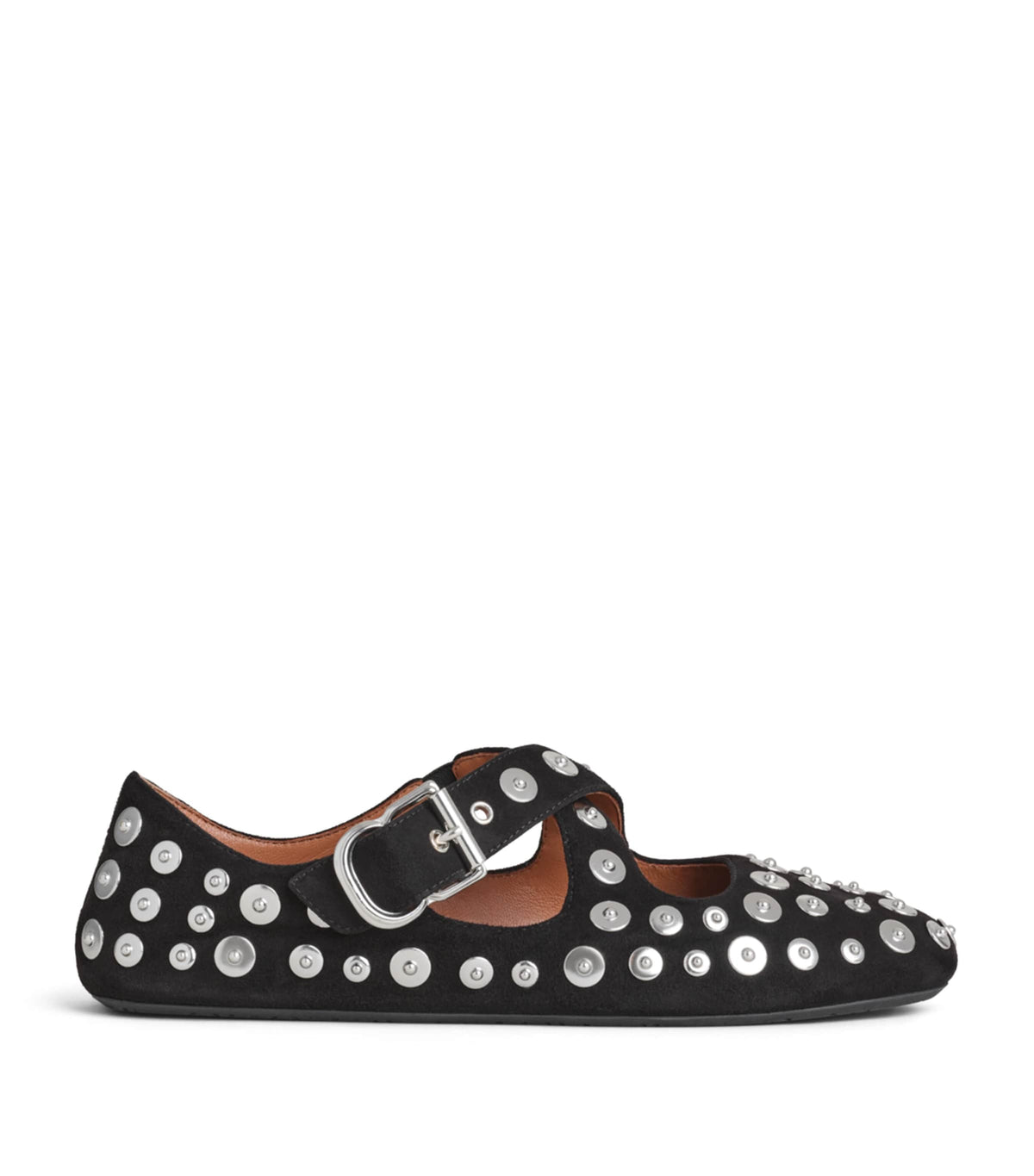 Alaïa Suede Rivet Criss-Cross Ballet Flats