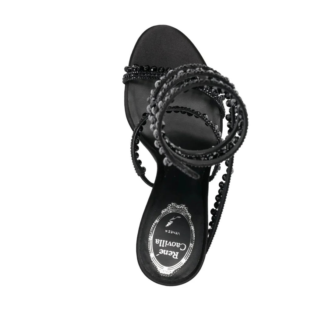 RENÉ CAOVILLA BUTTERFLY-EMBELLISHED SANDAL BLACK