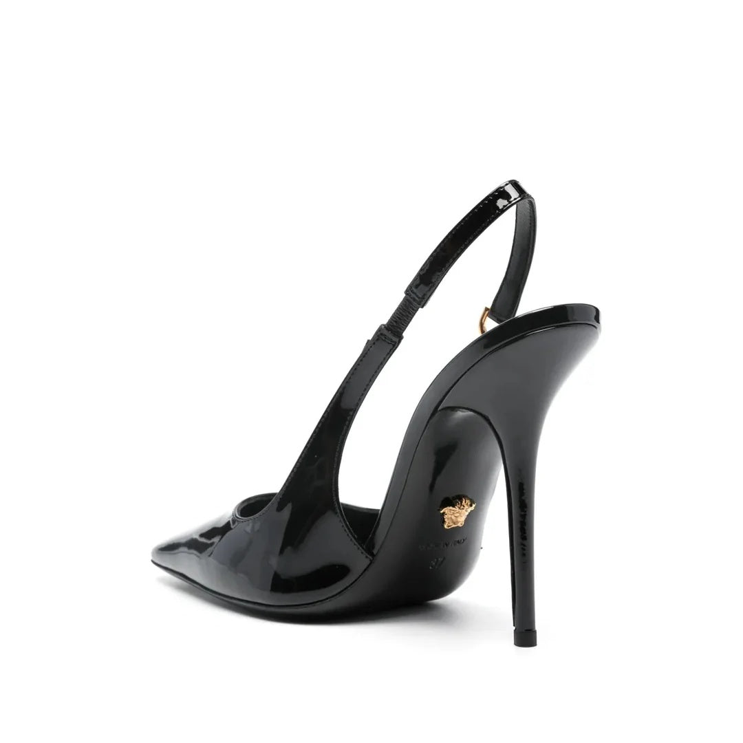 VERSACE MEDUSA SLINGBACK PUMPS BLACK GOLD