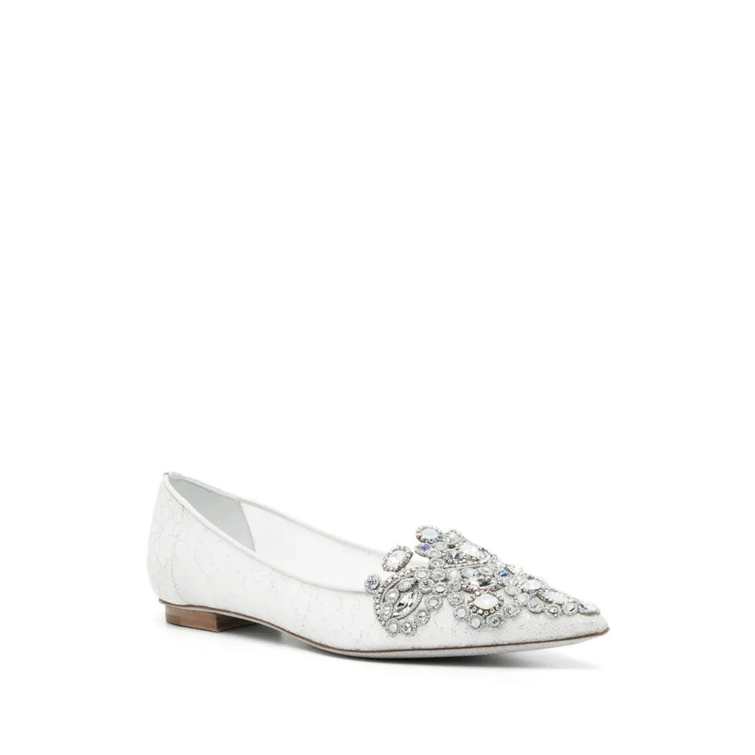 RENÉ CAOVILLA VENEZIANA 50MM CRYSTAL SLINGBACK PUMP WHITE