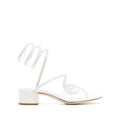 RENÉ CAOVILLA LEATHER FLOWER CLEO SANDAL WHITE