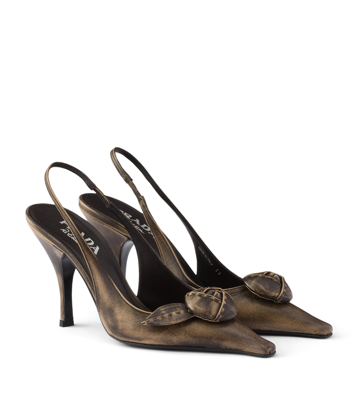 Prada Leather Bow-Detail Slingback Pumps 90