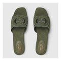 Gucci Jane Embroidered Cotton Flat Slide Sandals - Green