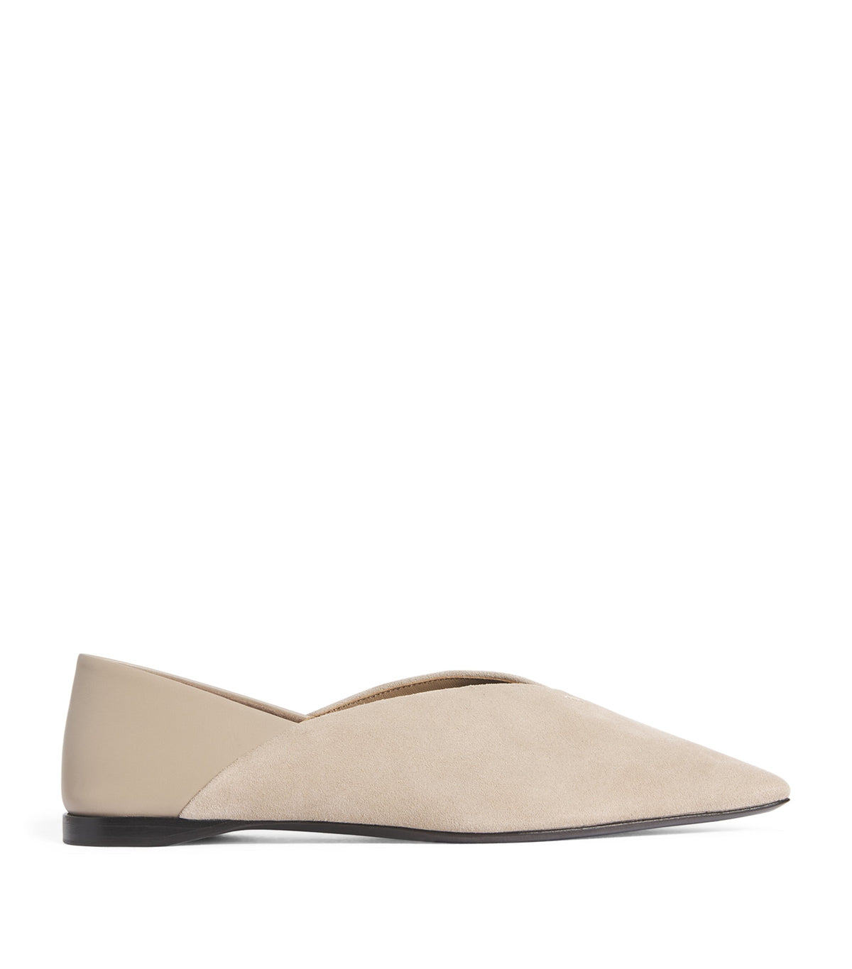 Max Mara Suede Leather-Trim Ballet Flats