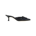 Manolo Blahnik Maysale Buckled Leather-Trimmed Wool Point-Toe Flats - Black