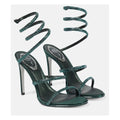 René Caovilla Embellished Flower Wrap Heeled Sandal 105 - Green