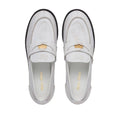 Miu Miu Cognac Woven Leather Penny Loafers - White