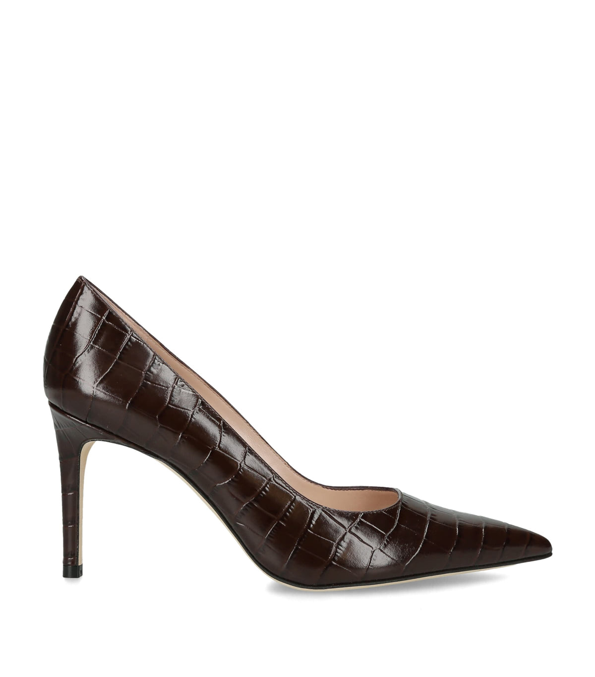 Stuart Weitzman Croc-Embossed Leather Stuart Power Pumps 85