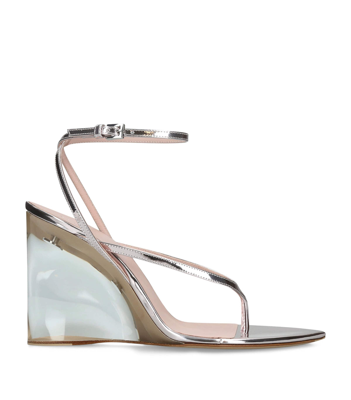 Alaïa Metallic Leather Wedge Sandals 90