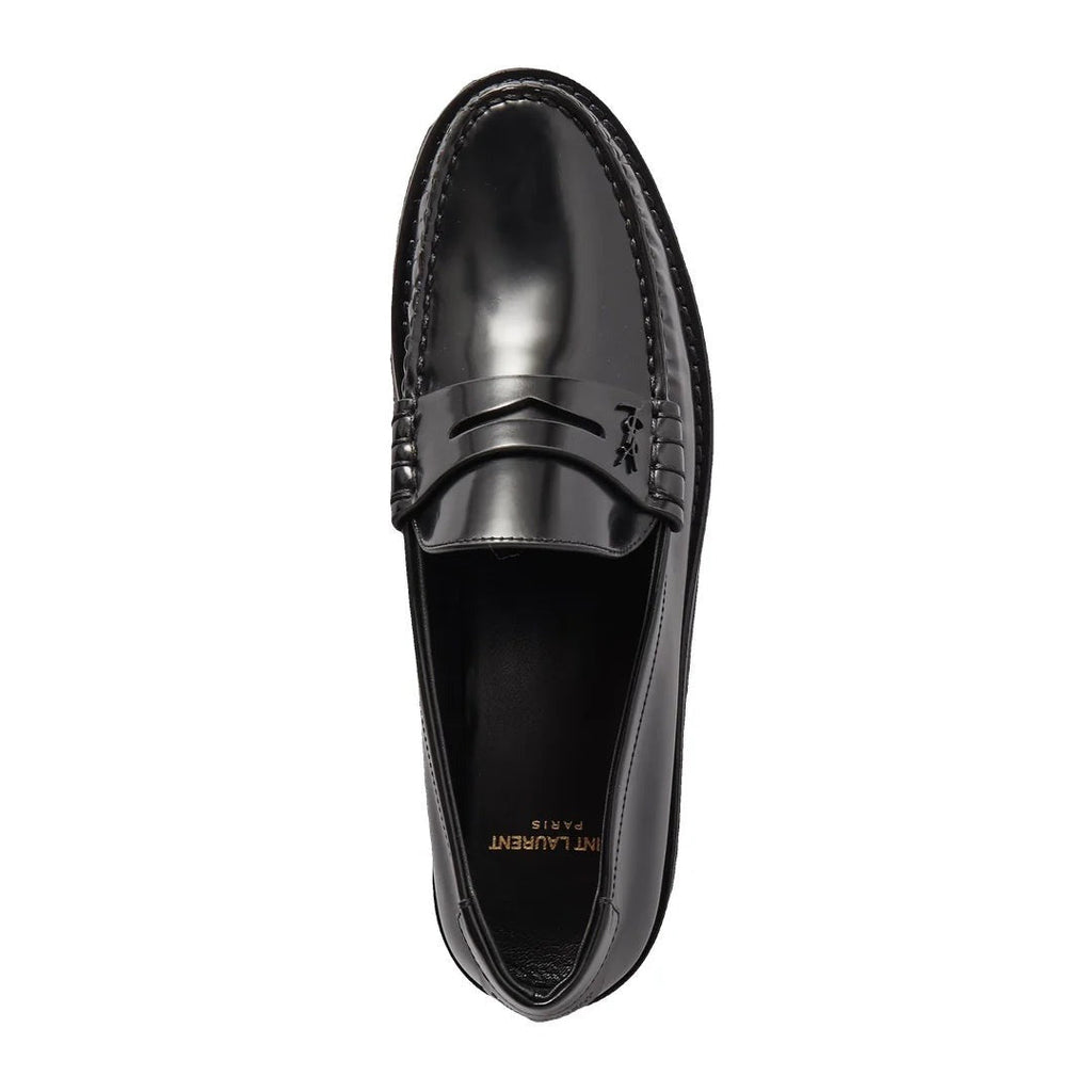 Saint Laurent Pointed-Toe Leather Loafers - Black