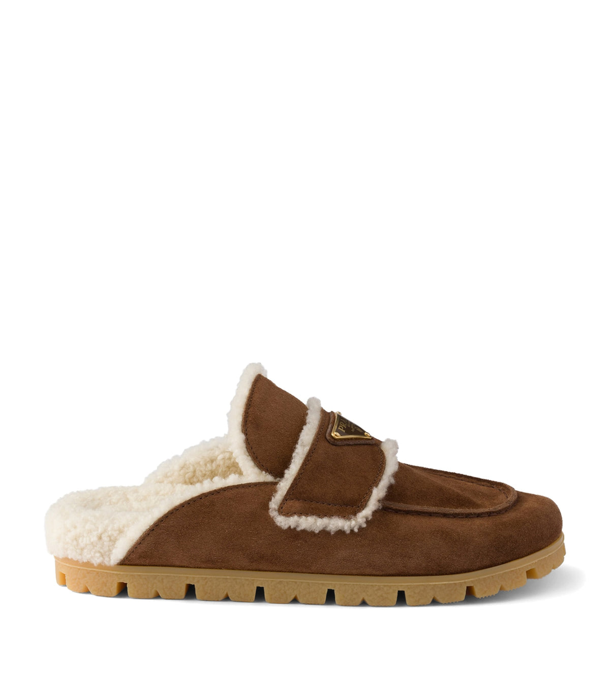 Prada Suede Shearling-Lined Mules
